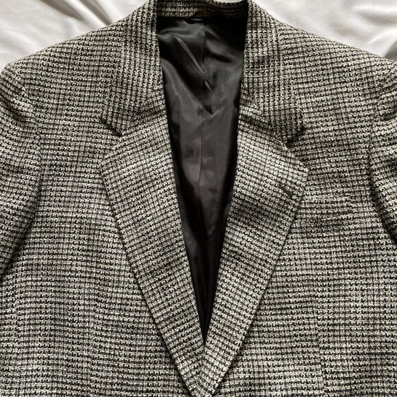 Nino Cerruti Rue Royale Mens Houndstooth Blazer Jacket Black & White Wool Sz 40R - Picture 5 of 12